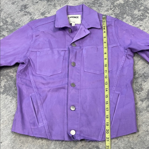 New L’Agence Janelle Jacket Slim Crop Orchid Coated Purple Sz S - Picture 11 of 14